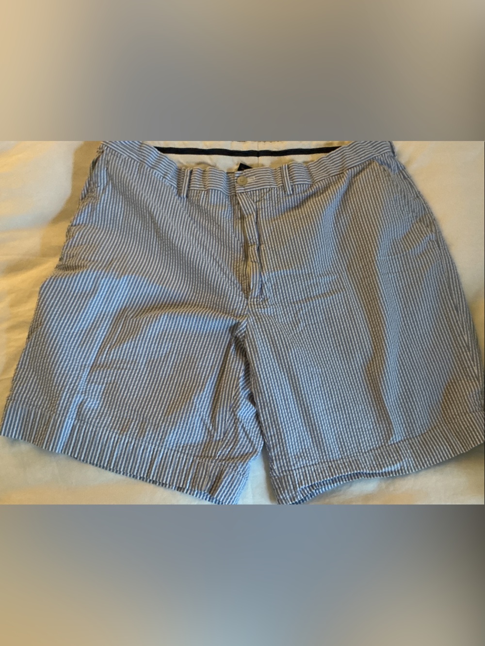 Polo by Ralph Lauren Light Blue Seersucker Flat Front Shorts
